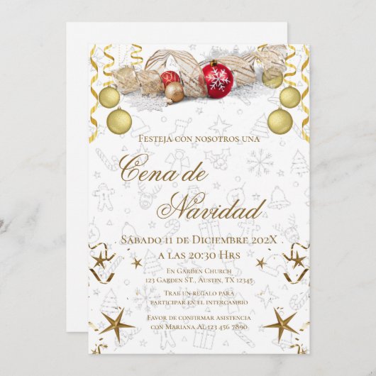 Christmas Party Invitation Posada Navideña 招待状 (正面/裏面)