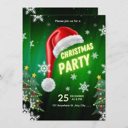 Christmas Party Invitation Template 招待状 (正面/裏面)