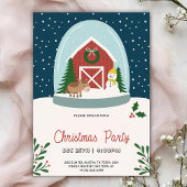 Christmas party Invitation with a cozy barn 招待状