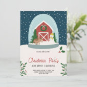 Christmas party Invitation with a cozy barn  招待状 (スタンド正面)