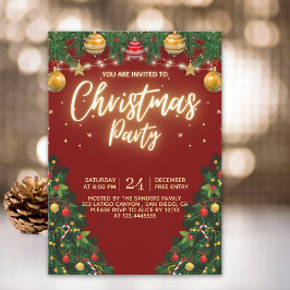 Christmas Party Invitation with Shining Yellow 招待状