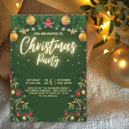 Christmas Party Invitation with Shining Yellow 招待状