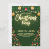 Christmas Party Invitation with Shining Yellow 招待状 (正面)