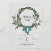 Christmas Party Invitation Wreath Snowflakes 招待状 (正面/裏面)
