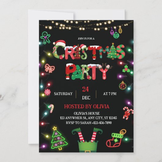 Christmas Party Invitation - Xmas Party invite 招待状 (正面)