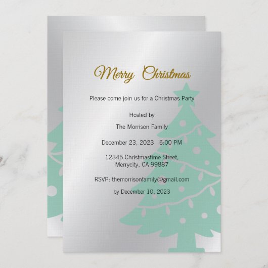 Christmas Party Invite, Christmas Dinner 招待状 (正面/裏面)