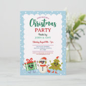 Christmas Party Invite Snowman Christmas Tree 招待状 (スタンド正面)