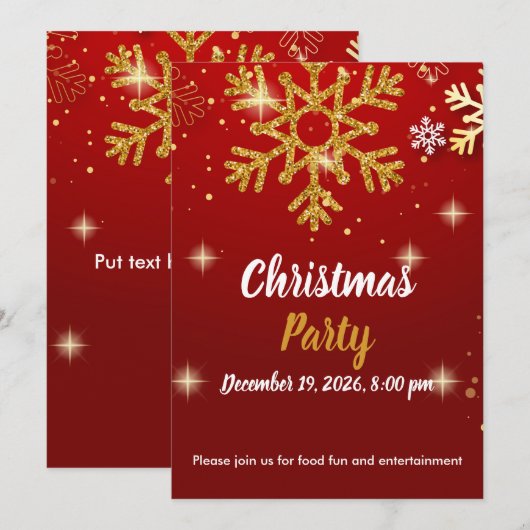 Christmas Party Invite - Text can be customized 招待状 (正面/裏面)
