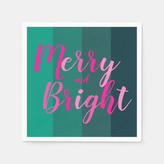 Christmas Party Merry and Bright Green Pink スタンダードカクテルナプキン (正面)