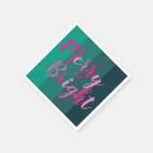 Christmas Party Merry and Bright Green Pink スタンダードカクテルナプキン (角)