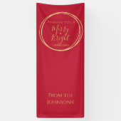 Christmas Party Merry and Bright Red Gold 横断幕 (縦)