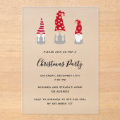 Christmas party modern gnomes frosted invitation アクリル招待状 (正面)