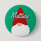Christmas party name buttons with cute gnome 缶バッジ (正面)