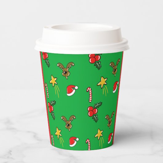 Christmas Party Paper Cups – Cute Holiday Pattern 紙コップ (裏面)