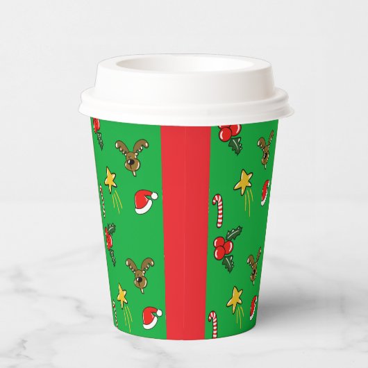 Christmas Party Paper Cups – Cute Holiday Pattern 紙コップ (右)