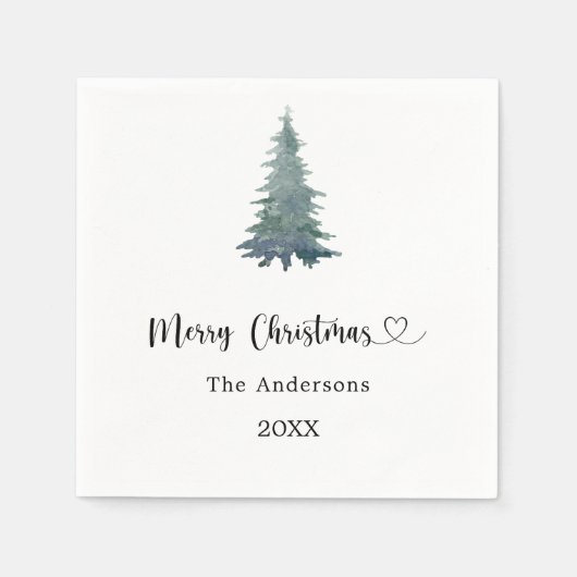 Christmas party pine tree simple script スタンダードカクテルナプキン (正面)