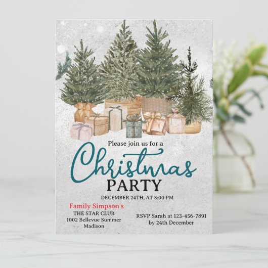 Christmas Party Pine Trees 招待状 (スタンド正面)