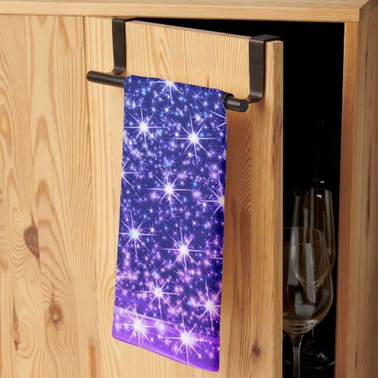 Christmas Party Pink Blue Tree Winter Black Rustic キッチンタオル (三つ折り)