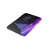 Christmas Party Pink Blue Tree Winter Black Rustic バスマット (アングル)