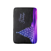 Christmas Party Pink Blue Tree Winter Black Rustic バスマット (正面縦)