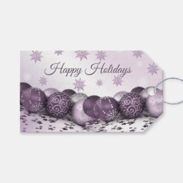 Christmas Party Pink Purple Ornament Snowflakes ギフトタグ