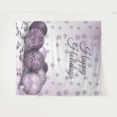 Christmas Party Pink Purple Ornament Snowflakes タペストリー (正面(横))