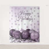 Christmas Party Pink Purple Ornament Snowflakes タペストリー (正面)