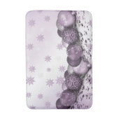 Christmas Party Pink Purple Ornament Snowflakes バスマット (正面縦)