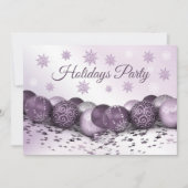 Christmas Party Pink Purple Ornament Snowflakes 招待状 (正面)