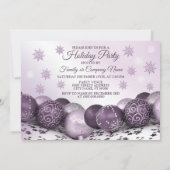 Christmas Party Pink Purple Ornament Snowflakes 招待状 (裏面)