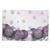 Christmas Party Pink Purple Ornament Snowflakes 枕カバー (裏面)