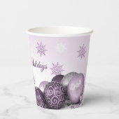 Christmas Party Pink Purple Ornament Snowflakes 紙コップ (裏面)