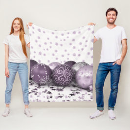 Christmas Party Pink Purple Ornaments Snowflakes フリースブランケット