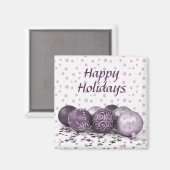 Christmas Party Pink Purple Ornaments Snowflakes マグネット (正面/裏面)