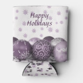 Christmas Party Pink Purple Ornaments Snowflakes 缶クーラー (正面)