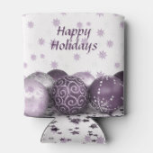 Christmas Party Pink Purple Ornaments Snowflakes 缶クーラー (裏面)