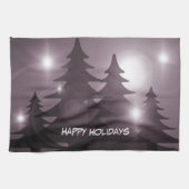 Christmas Party Pink Trees Holiday Winter Elegant キッチンタオル (横)