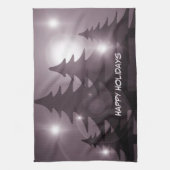 Christmas Party Pink Trees Holiday Winter Elegant キッチンタオル (縦)