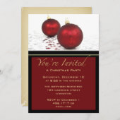 Christmas Party Red Baubles Invitation 招待状 (正面/裏面)
