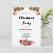 Christmas party red green baubles invitatio 招待状 (スタンド正面)