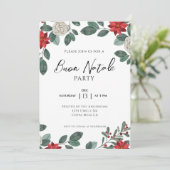 Christmas Party Red Green Floral 招待状 (スタンド正面)