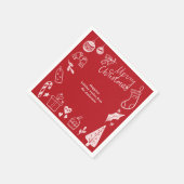 Christmas Party Red Hand Drawn Doodles Festive  スタンダードカクテルナプキン (角)