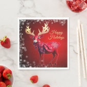 Christmas Party Red Reindeer Winter Holidays スタンダードランチョンナプキン (インサイチュ)