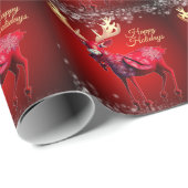Christmas Party Red Reindeer Winter Holidays ラッピングペーパー (ロールコーナー)