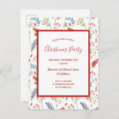 Christmas party red white blue classic invitation ポストカード (正面/裏面)