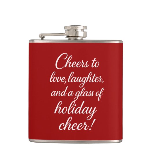 Christmas party red white love laughter cheer フラスク (正面)