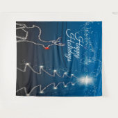 Christmas Party Reindeer Tree Blue Sky Shiny Stars タペストリー (正面(横))