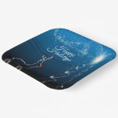 Christmas Party Reindeer Tree Blue Sky Shiny Stars ペーパープレート (傾斜あり)