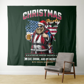 Christmas Party Santa Tapestry | Festive Wall Deco タペストリー