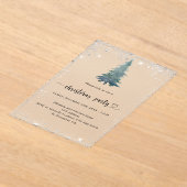 Christmas Party silver snow tree frosted アクリル招待状 (レイダウン)